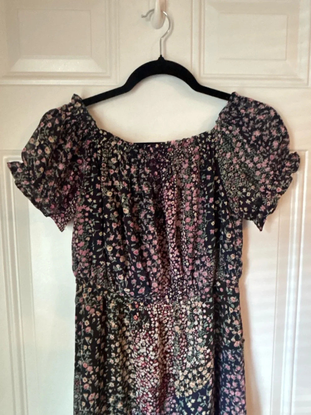 Lulu's Black Floral Maxi Dress with Pink and Blue Print - Picture 5 of 9